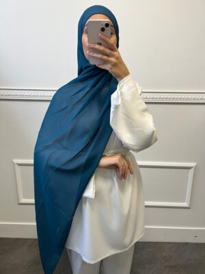 Hijab mousseline Bleu canard
