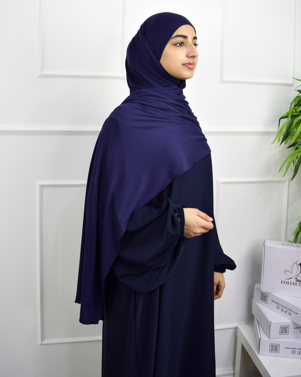 Hijab à enfiler en jersey – Bleu