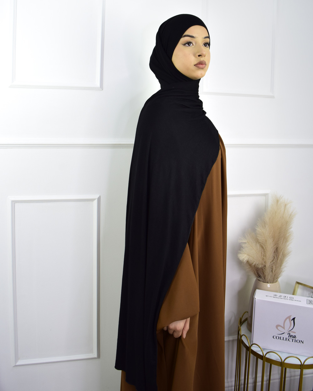 Hijab à enfiler en jersey – Noir