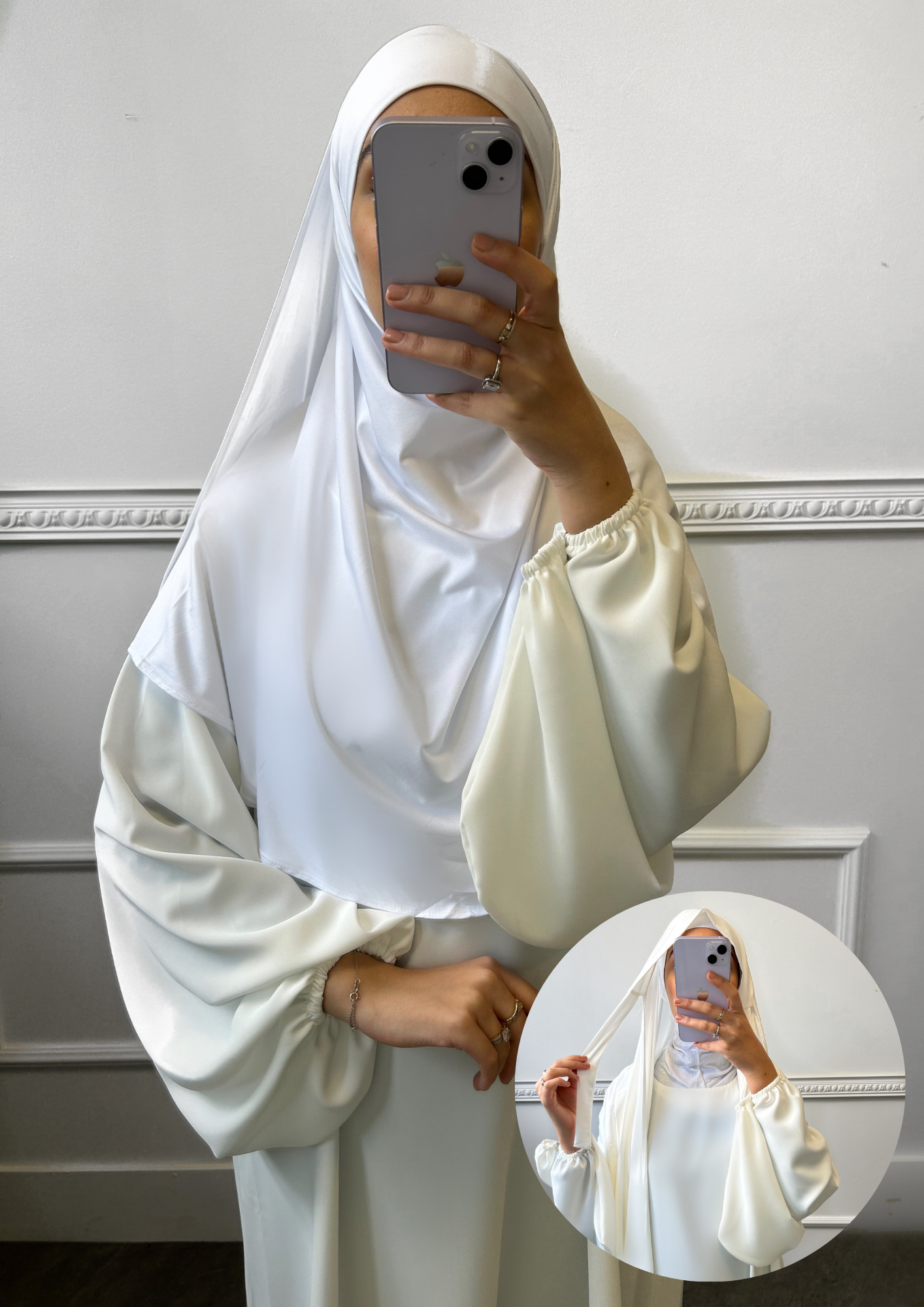 Hijab à nouer en Jersey Blanc