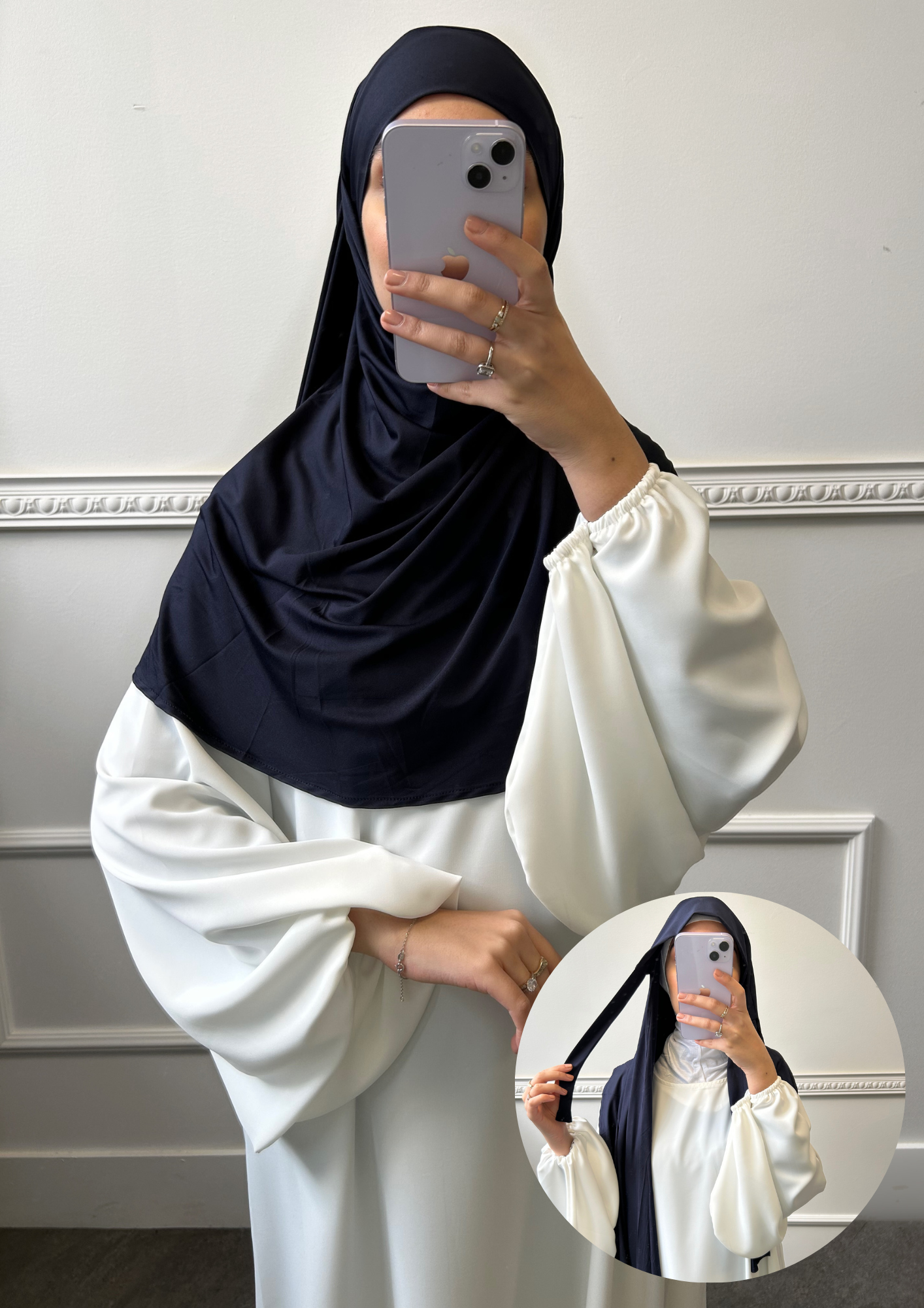 Hijab à nouer en Jersey Bleu marine