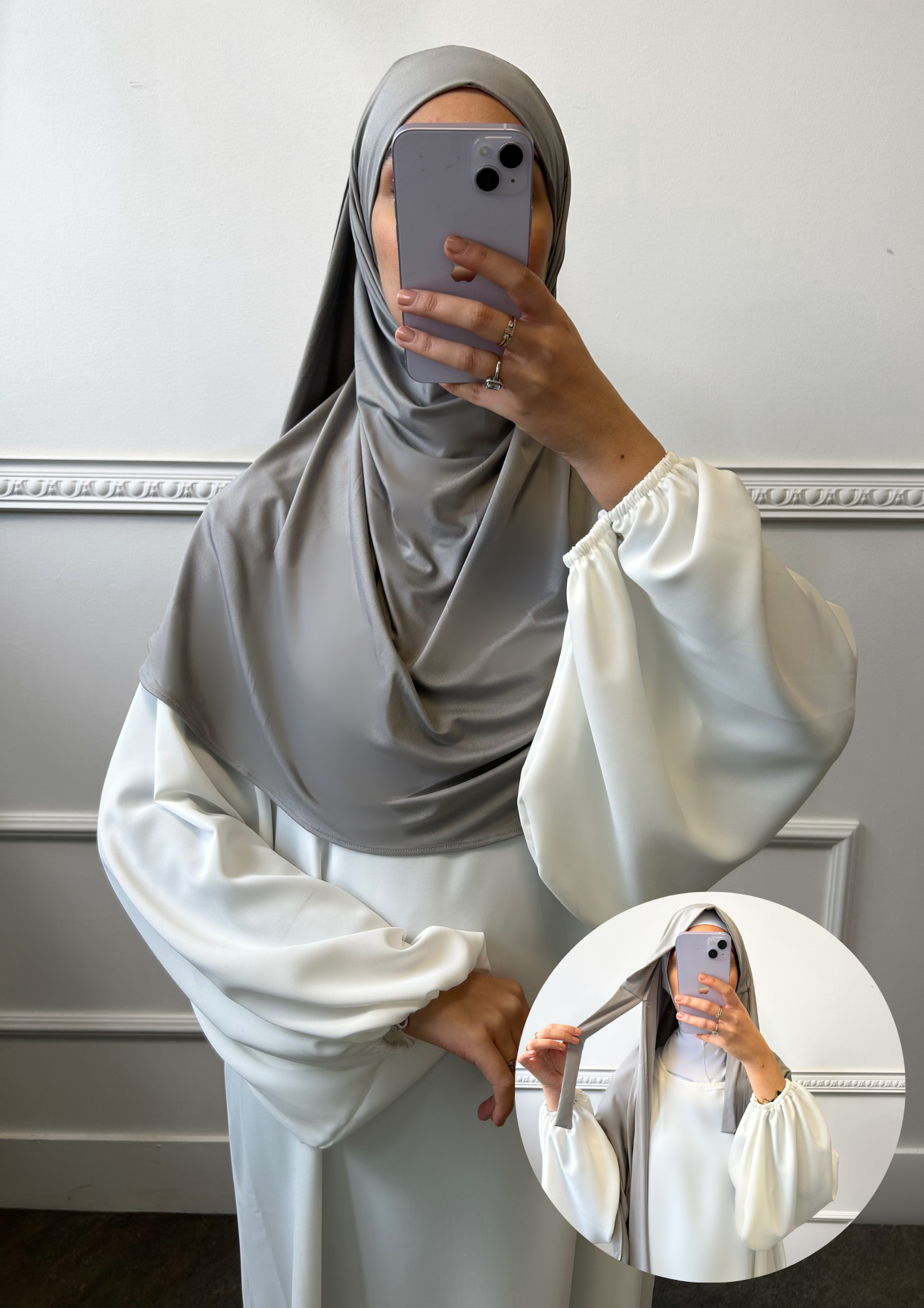 Hijab à nouer en Jersey Gris