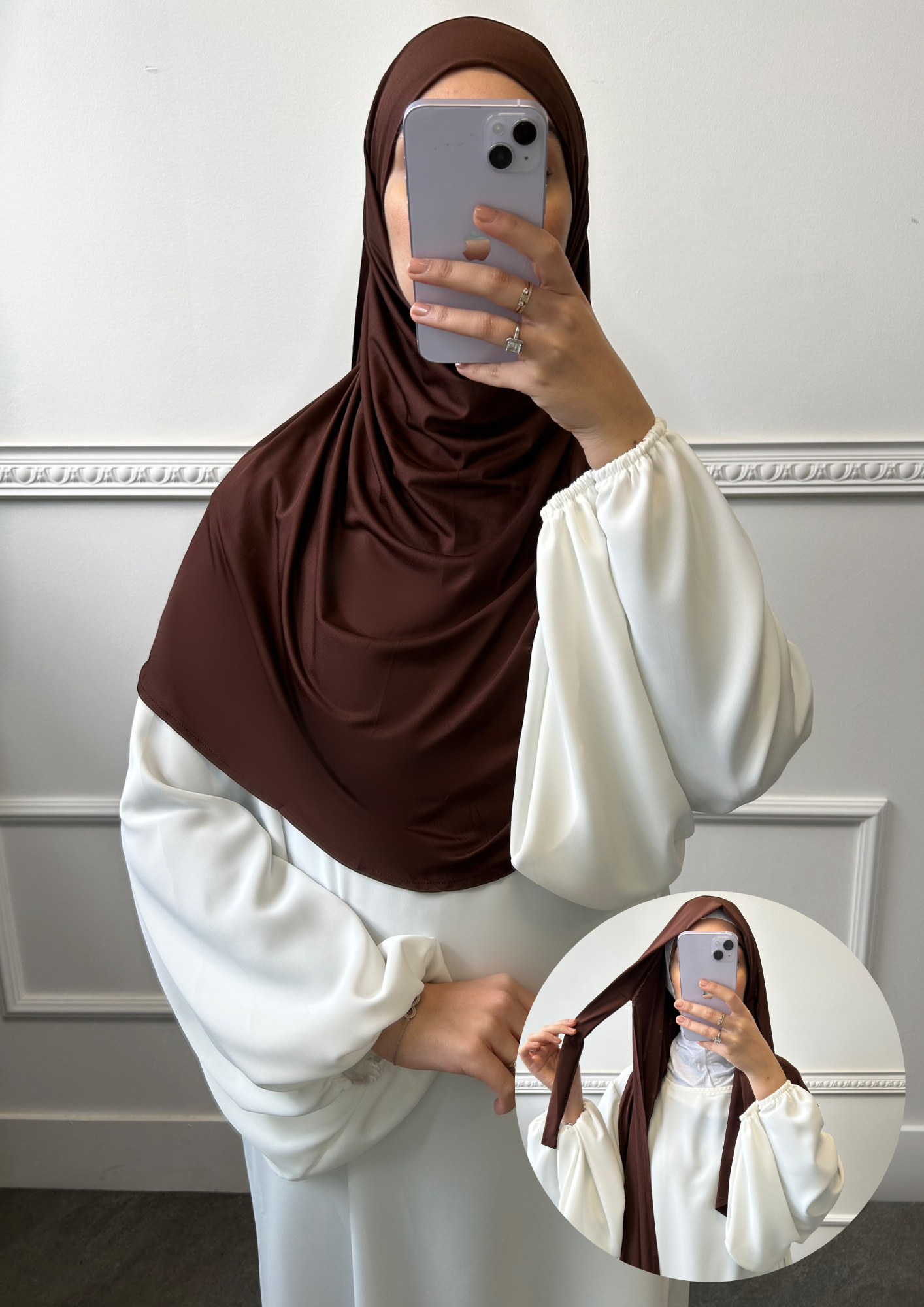 Hijab à nouer en Jersey Marron