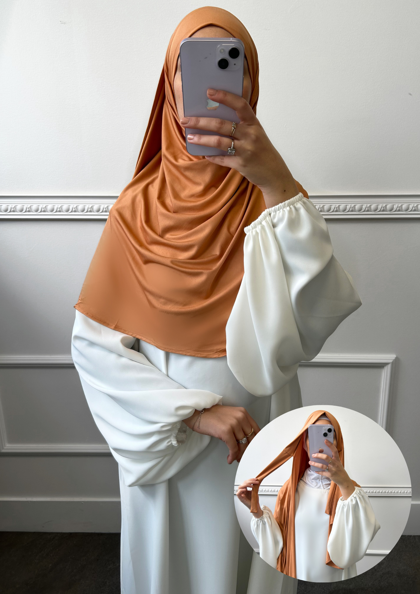 Hijab à nouer en Jersey Rust
