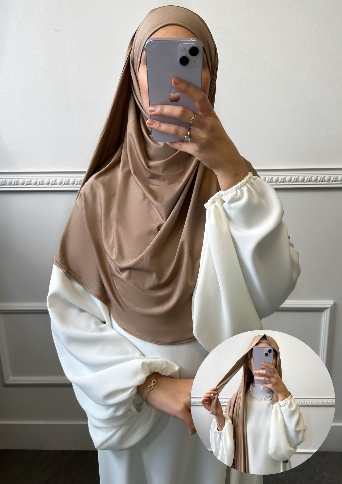 Hijab à nouer en Jersey Taupe