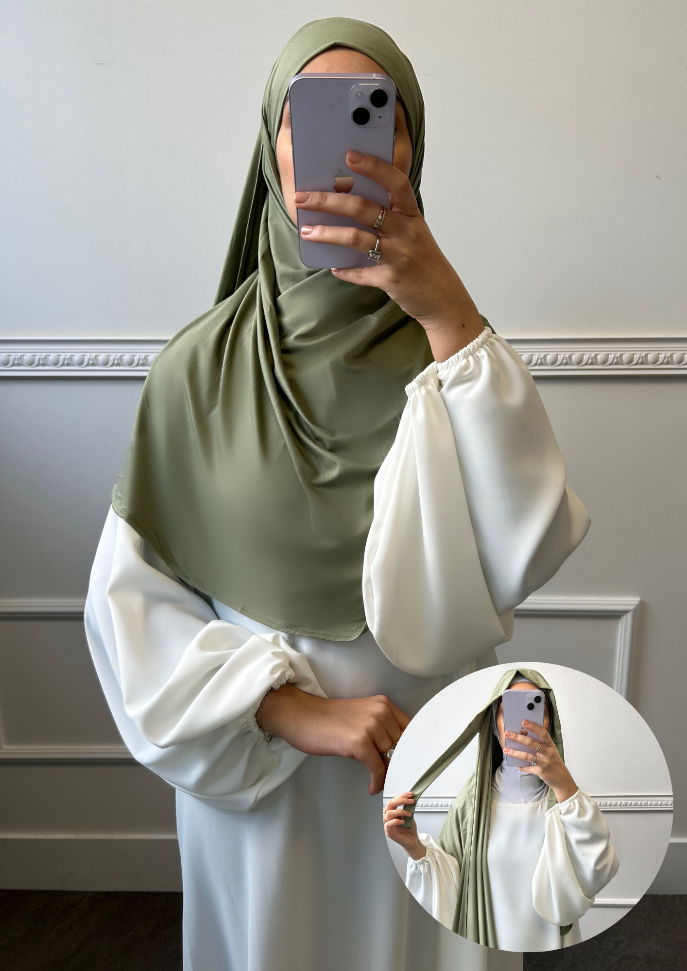 Hijab à nouer en Jersey Sauge