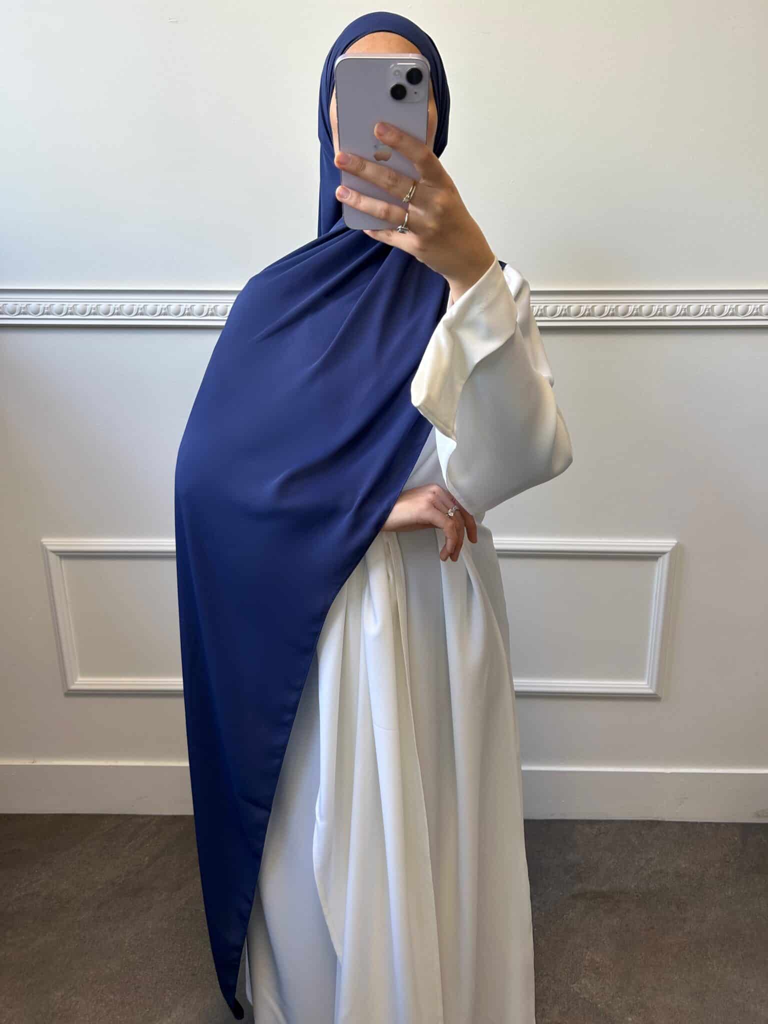 Hijab en crêpe – 70 Bleuté