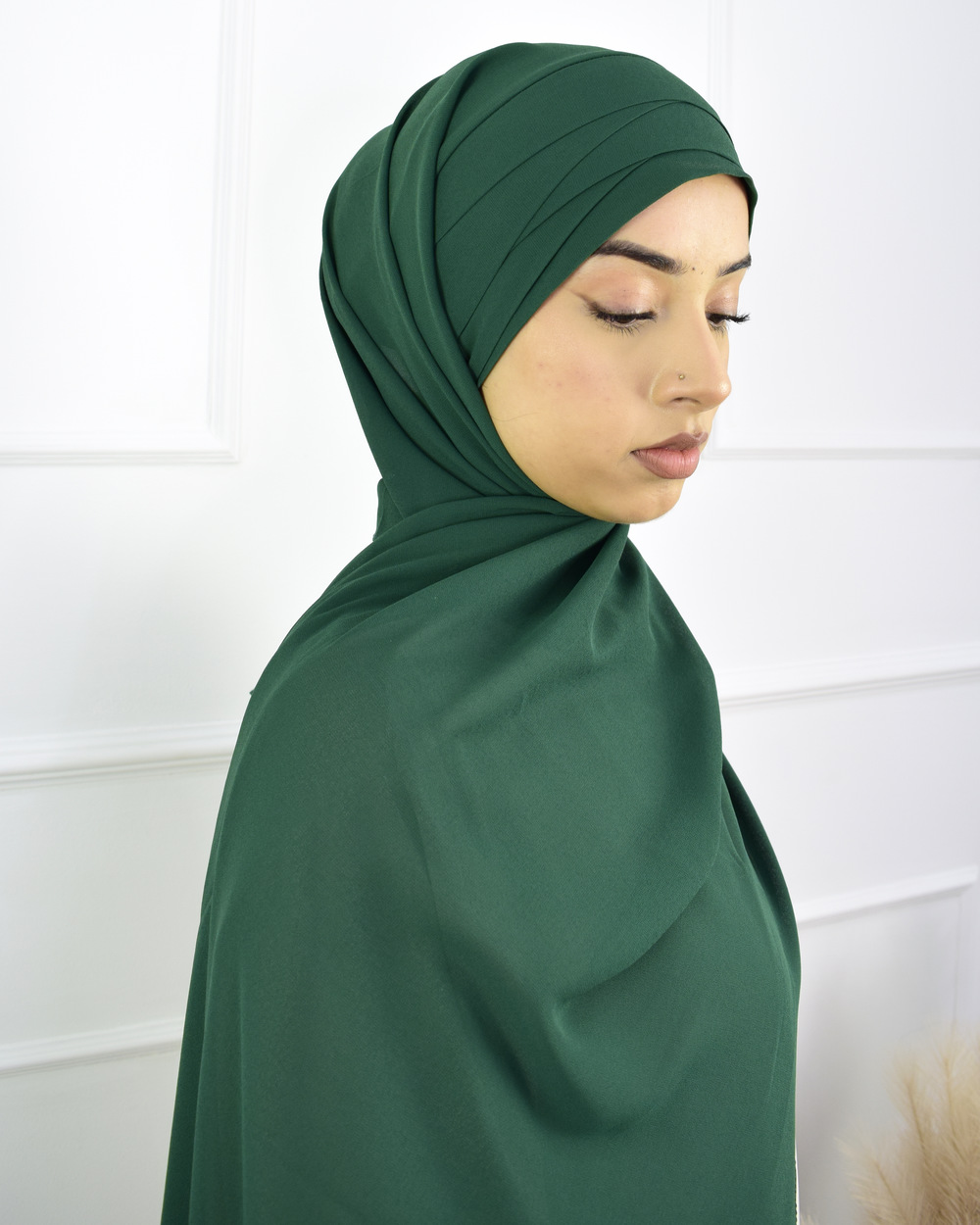 Hijab à enfiler en Mousseline – Sapin