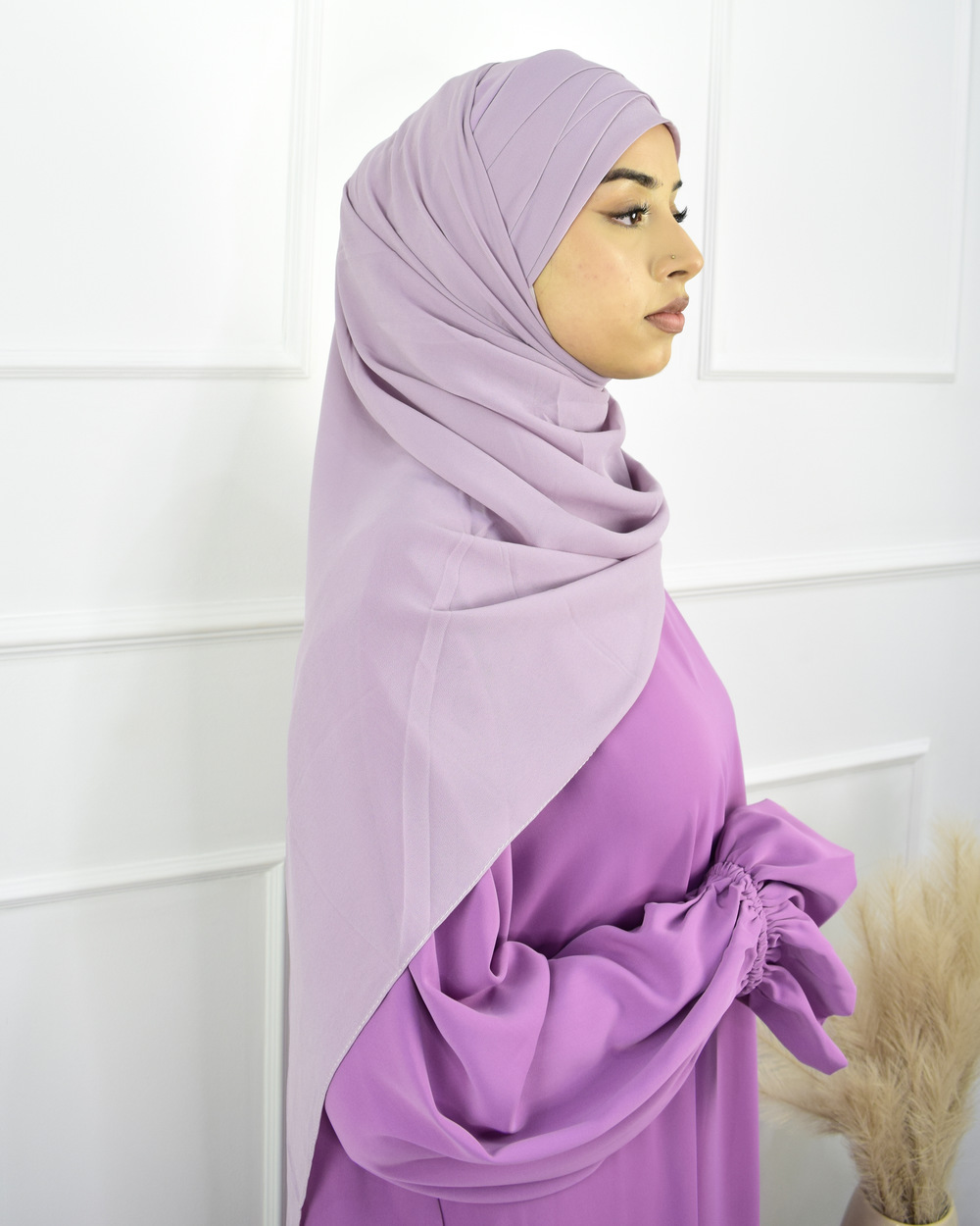 Hijab à enfiler en Mousseline – Lilas