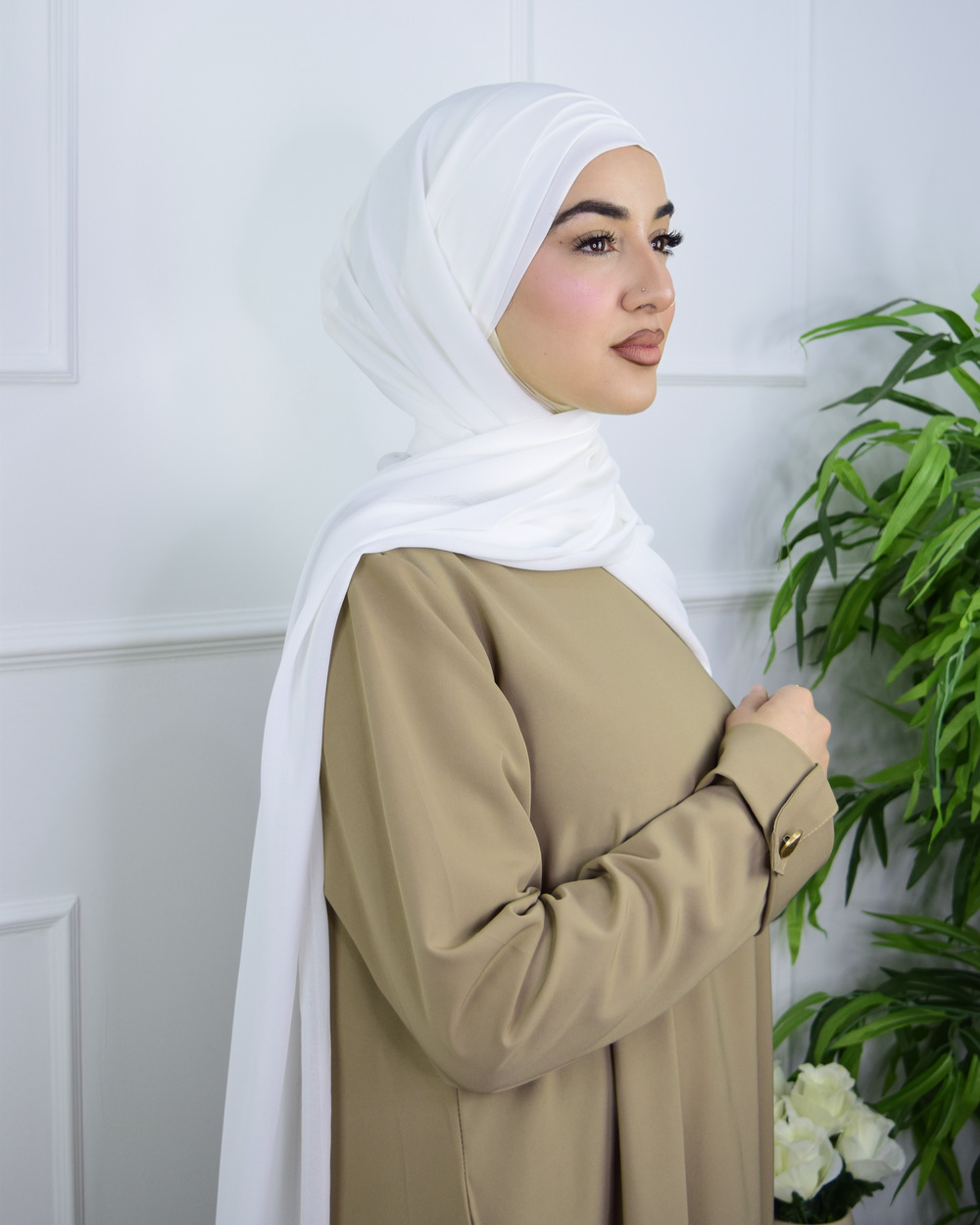 Hijab à enfiler en Mousseline – Blanc