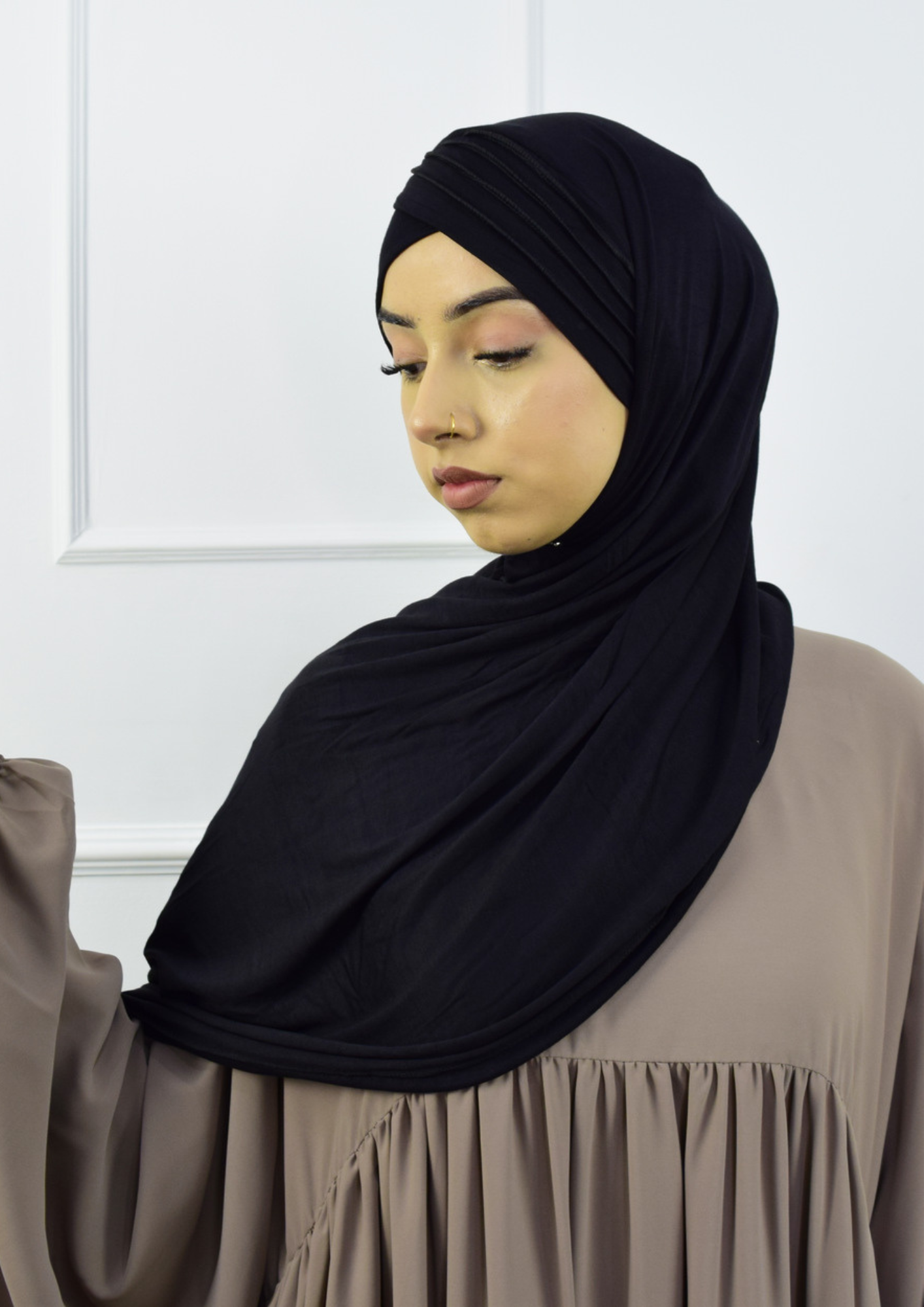 Hijab à enfiler croisé – Noir
