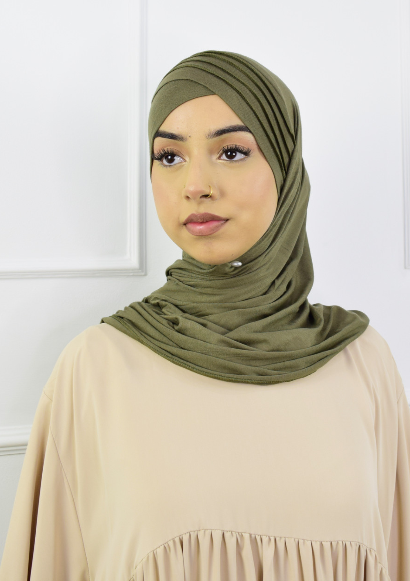 Hijab à enfiler croisé – Vert kaki