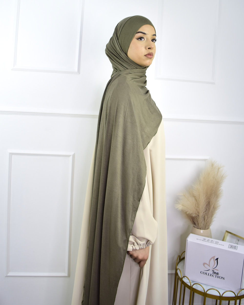 Hijab à enfiler en jersey – Kaki