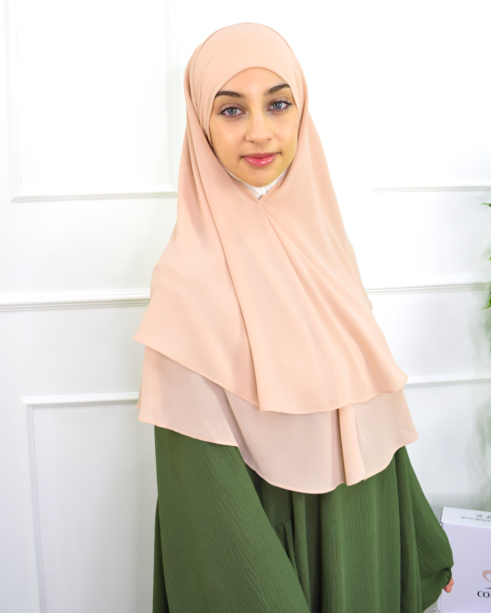 Khimar double voiles crêpe – Nude
