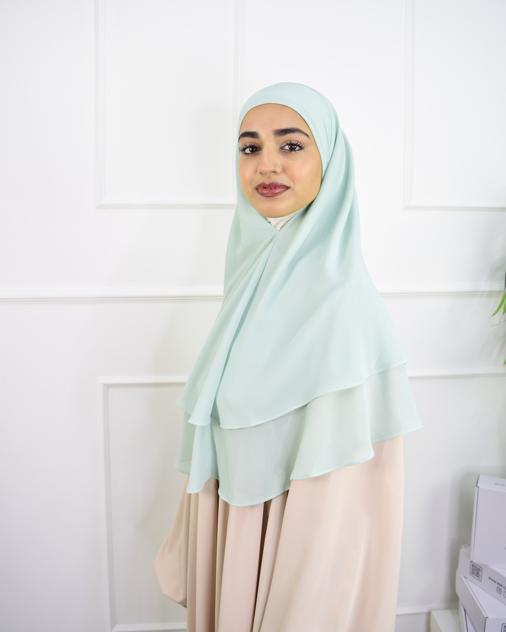 Khimar double voiles crêpe – Menthe
