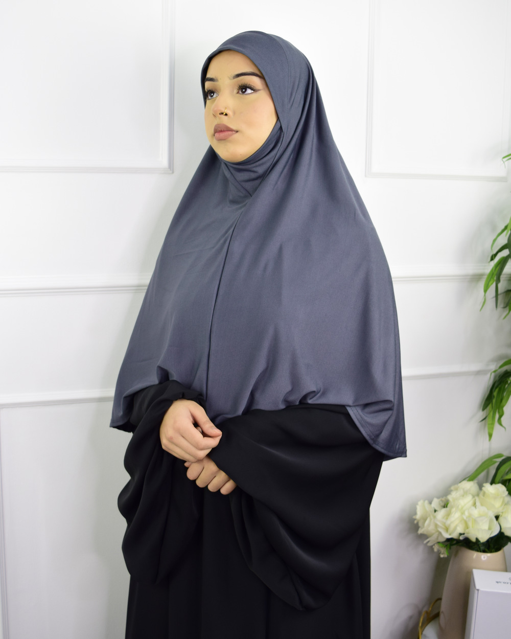Hijab – Khimar Lycra Gris foncé