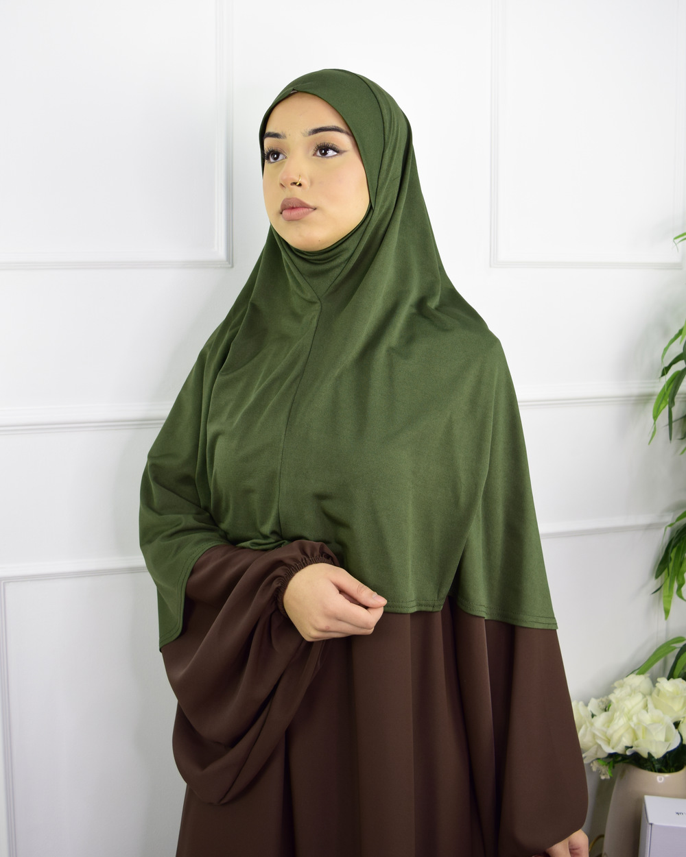 Hijab – Khimar Lycra Vert kaki