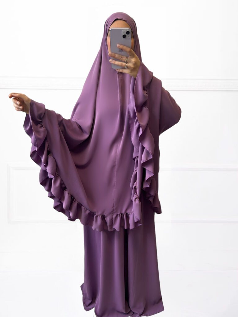 Ensemble De Prière Pour Fillette Musulmane - 2 Pièces (jupe + écharpe) - Taille 4 à 13 Ans, Polyester Confortable - 10