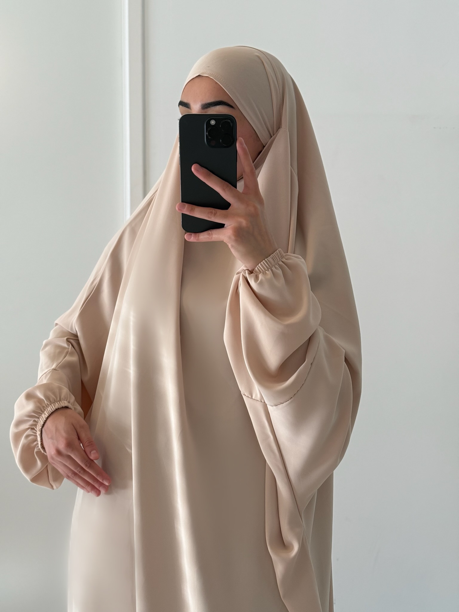 jilbab 1 piece beige beige beige