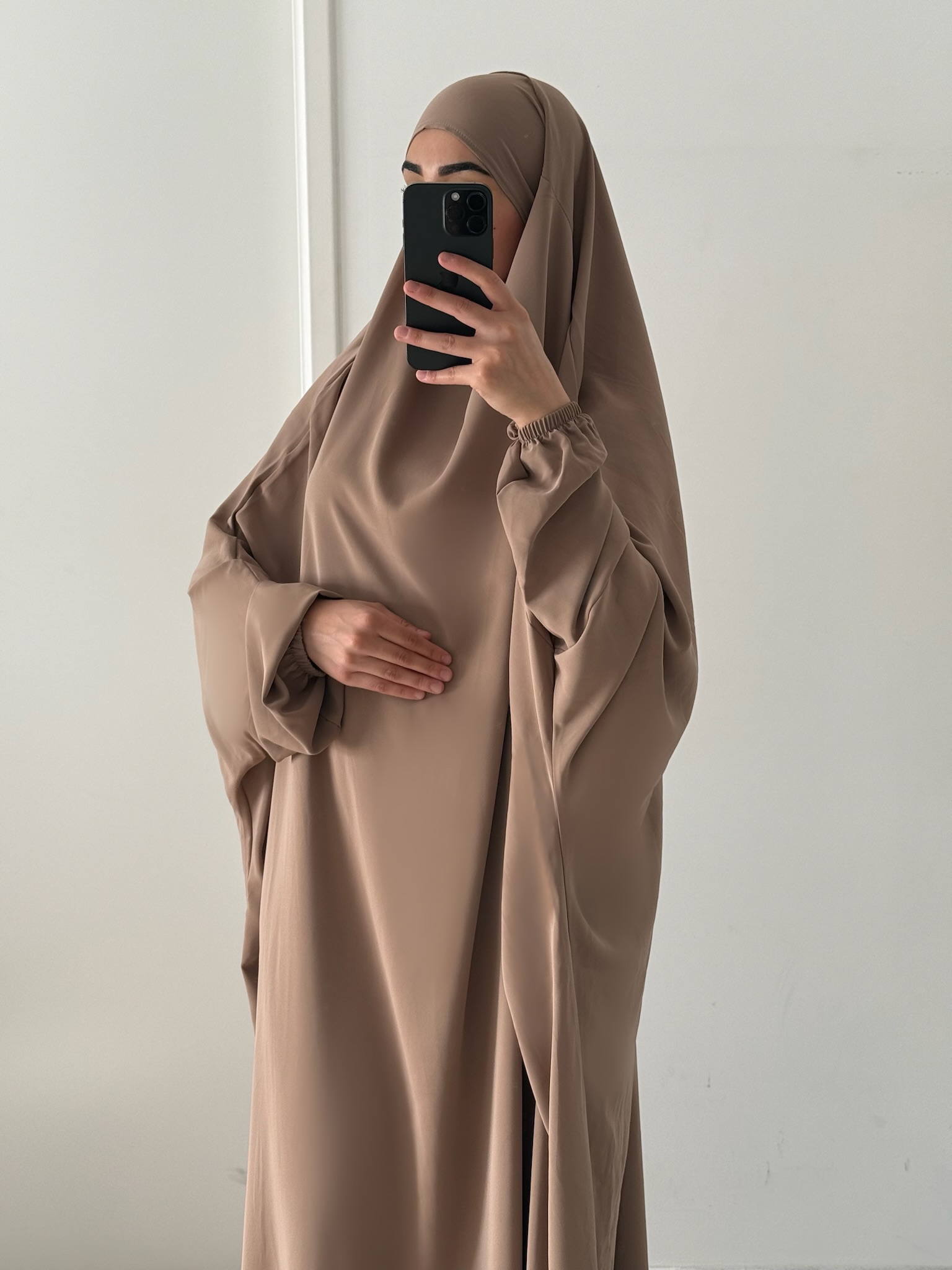 jilbab 1 piece taupee