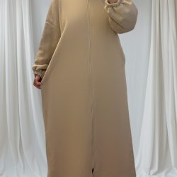 beige gilet long et mastour 1