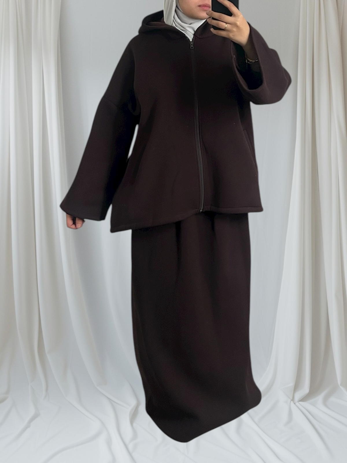 ensemble jupe marron foncé