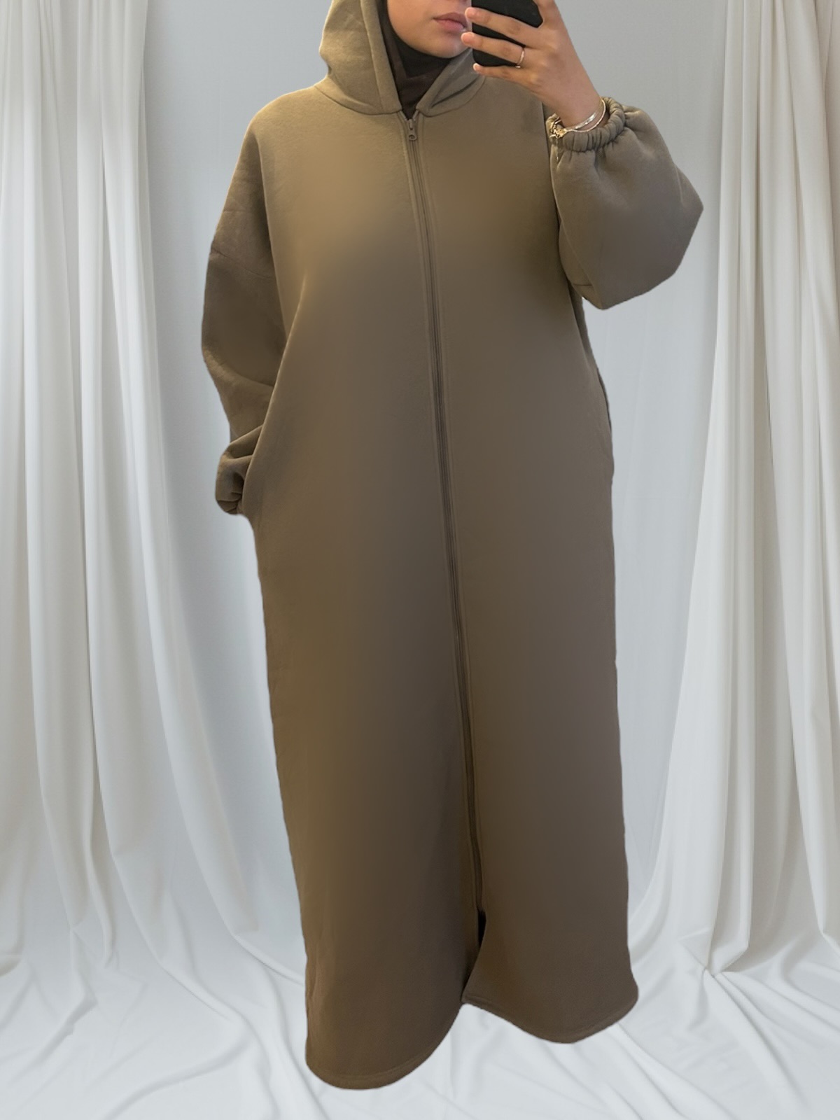 gilet long et mastour taupe 2