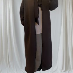 marron gilet long et mastour 1