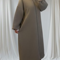 taupe gilet long et mastour 1