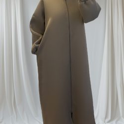 taupe gilet long et mastour