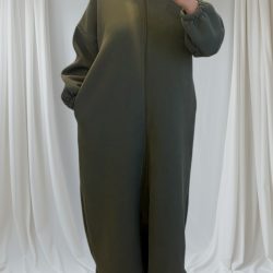 vert kaki gilet long et mastour