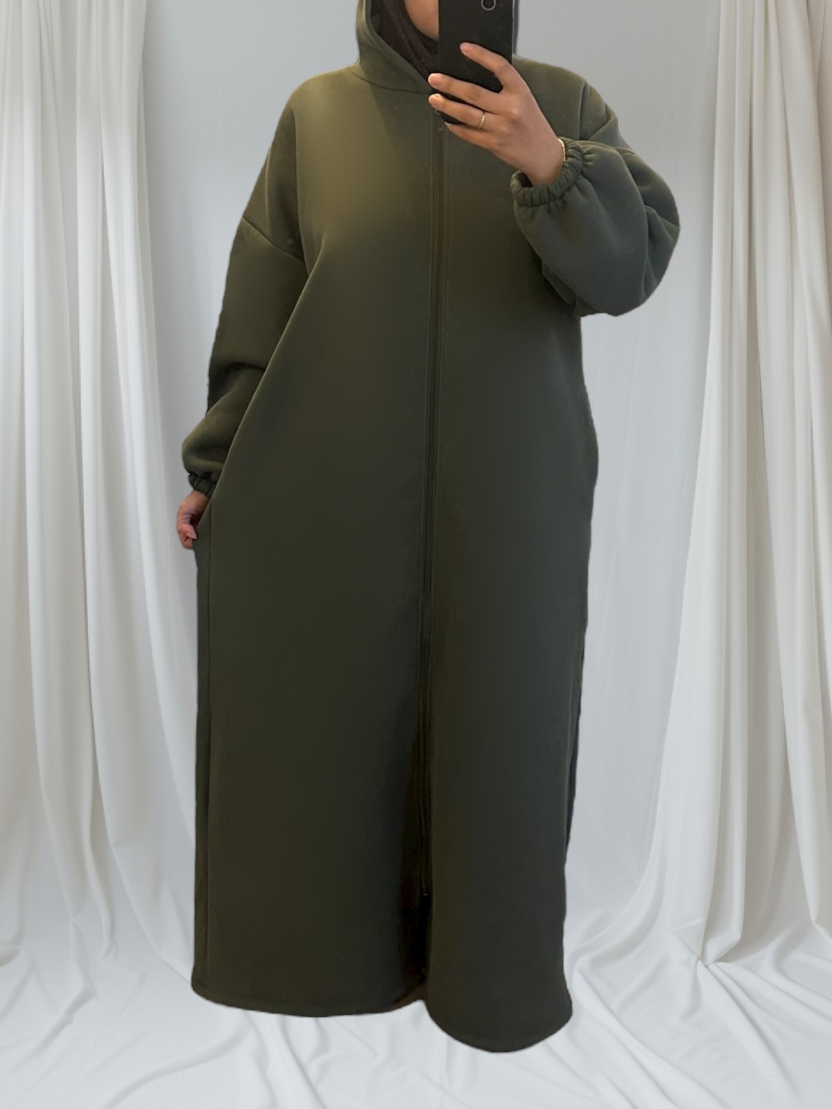 vert kaki gilet long et mastour 3