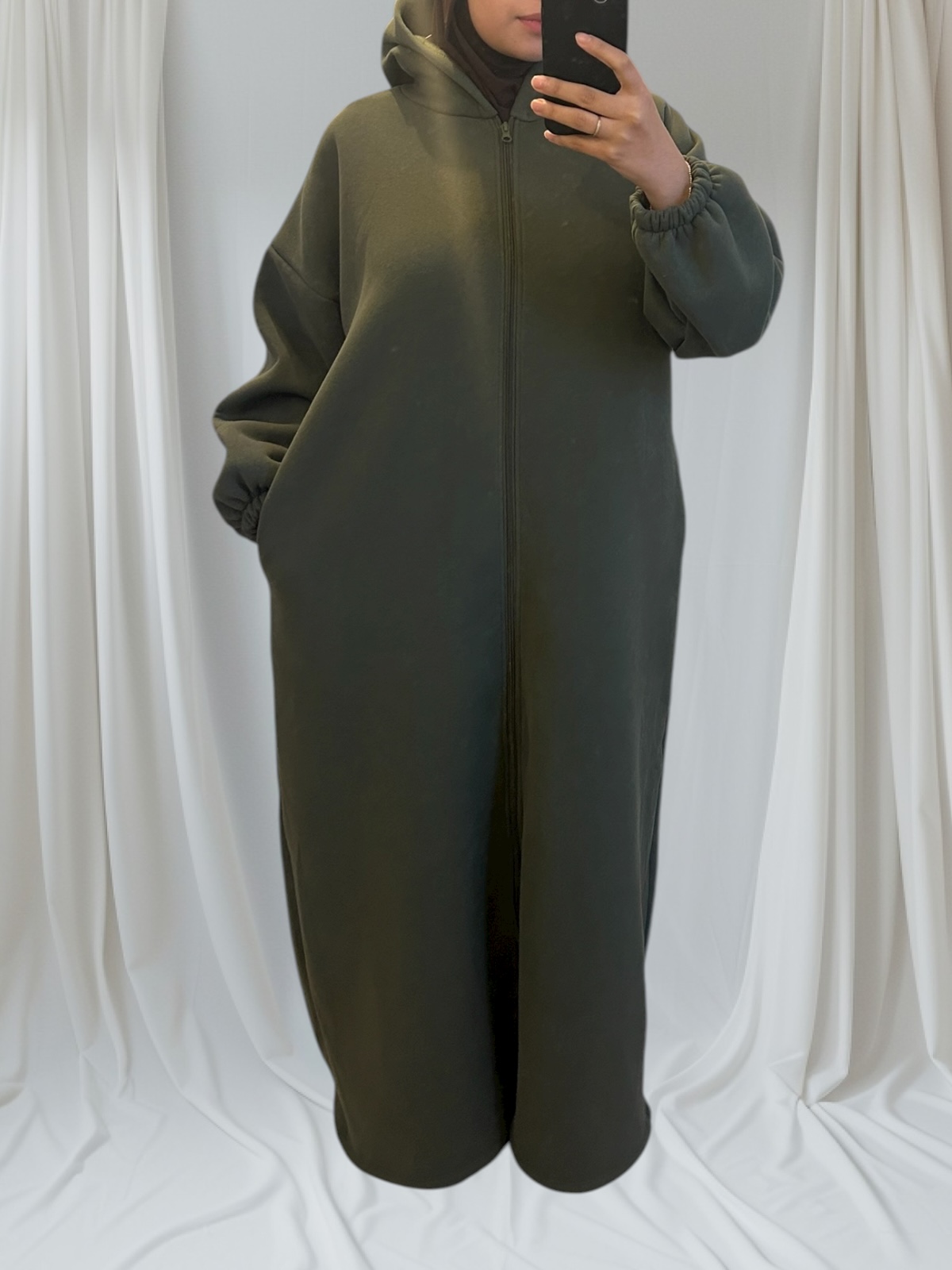 vert kaki gilet long et mastour